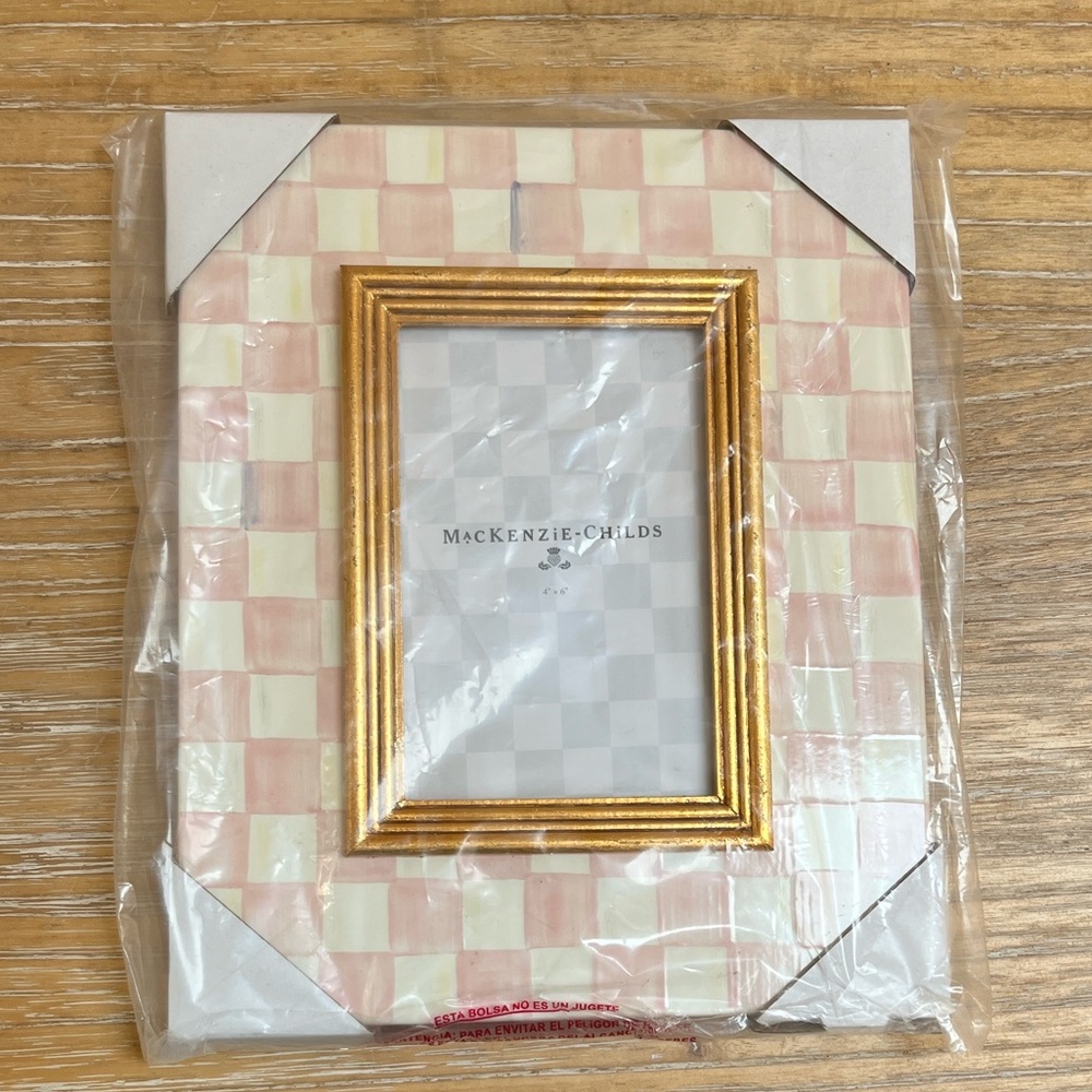 MacKenzie-Childs Pink and Gold Checkered Frame
